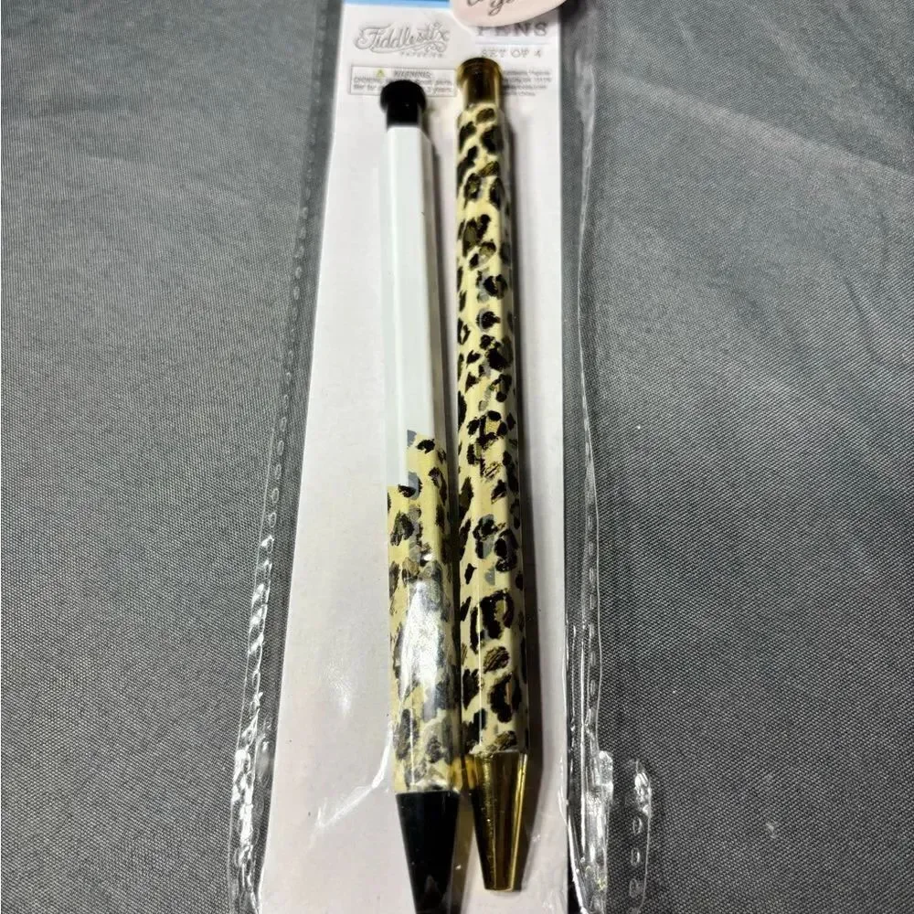 New 10 pc Decorative Ballpoint Pens Set - Assorted Patterns (Gold Accent)
